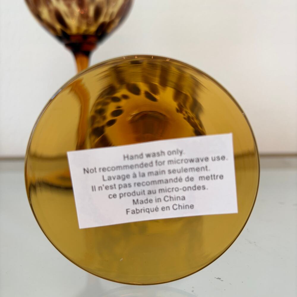 Rachel Zoe Tortoiseshell Wine Glass Set of 2 Chic Barware NEW - Picture 8 of 12